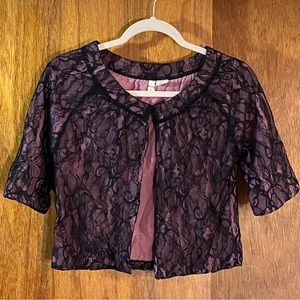 MOTH Anthropologie Black Lace over Pink Lightweight Jacket Sz S